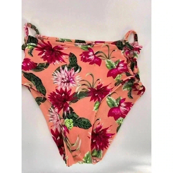Tori Praver Bikini 2 Piece Swimwear Pink Floral Halter Strappy High Waist Bottom - Picture 8 of 8
